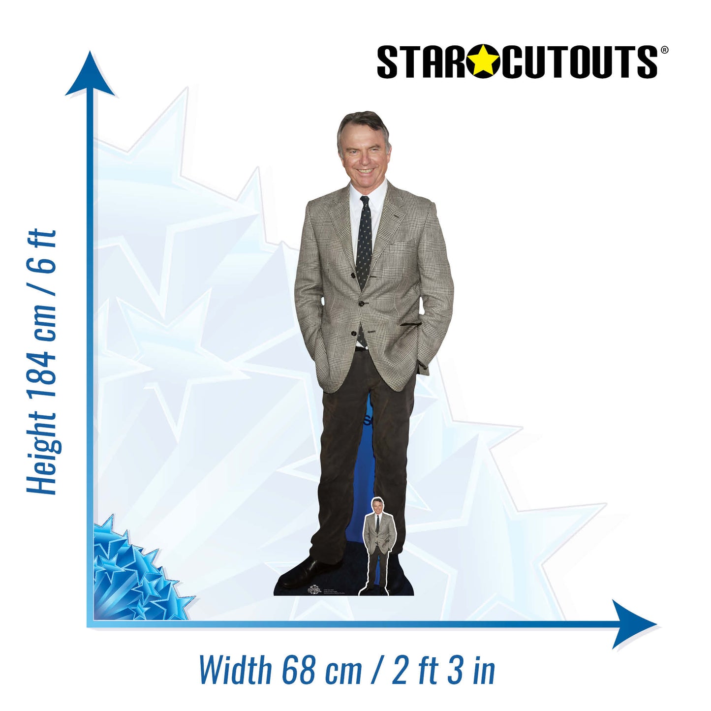 CS981 Sam Neill Height 184cm Lifesize Cardboard Cut Out With Mini - mycardboardcutout