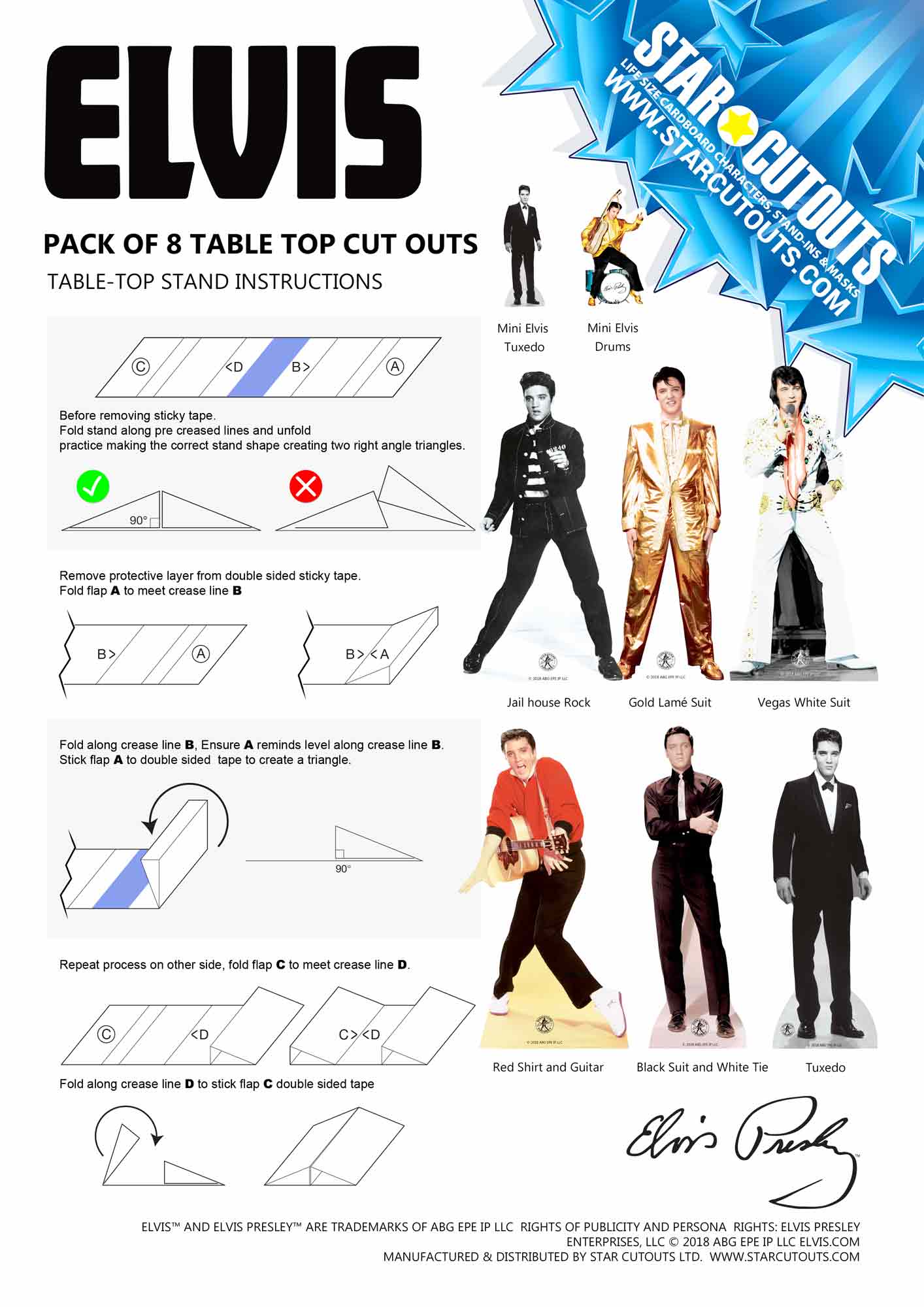 TT006 Elvis Presley Table Toppers Pack (8 cut-outs) - mycardboardcutout