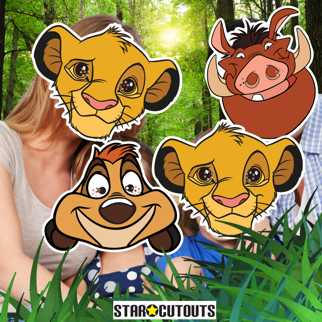 SMP424 Lion King - ( Simba x 2, Timon x 2, Pumbaa x 2) Six Pack Cardboard Face Masks