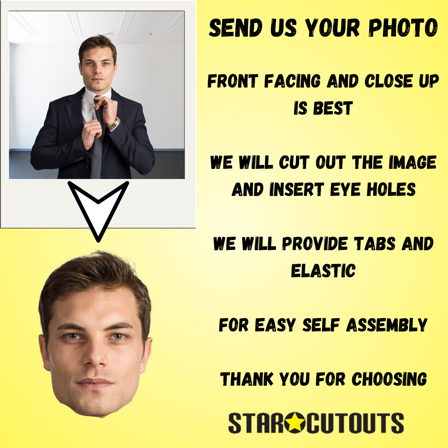 Personalised Cardboard Face Masks - Contains Minimum Order Qty 10 - mycardboardcutout