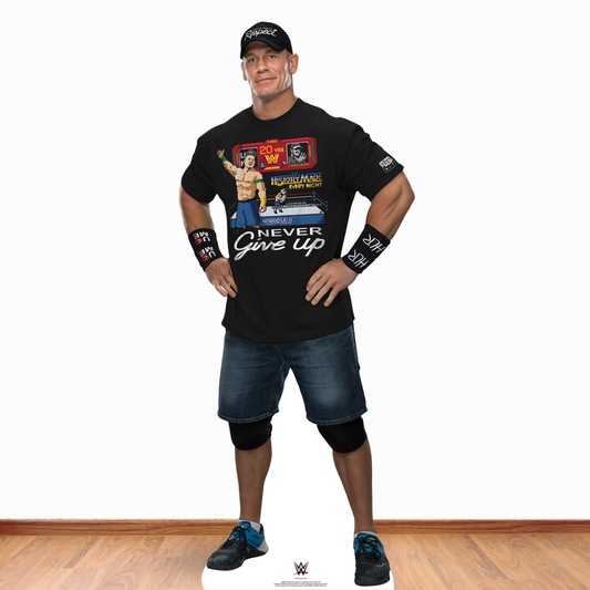 John Cena Black Outfit WWE Cardboard Cutout Lifesize With Mini Desktop Cutout - mycardboardcutout