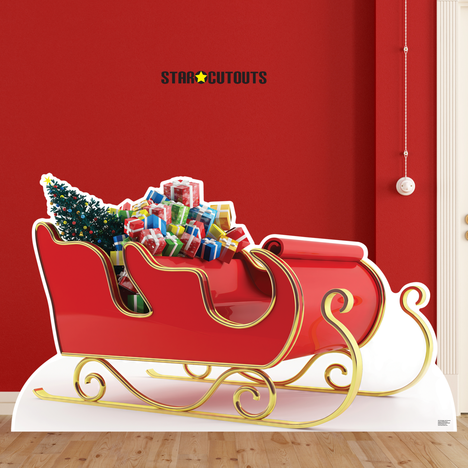 Christmas Santa Claus Father Christmas Sleigh with Presents Cardboard Cutout - mycardboardcutout