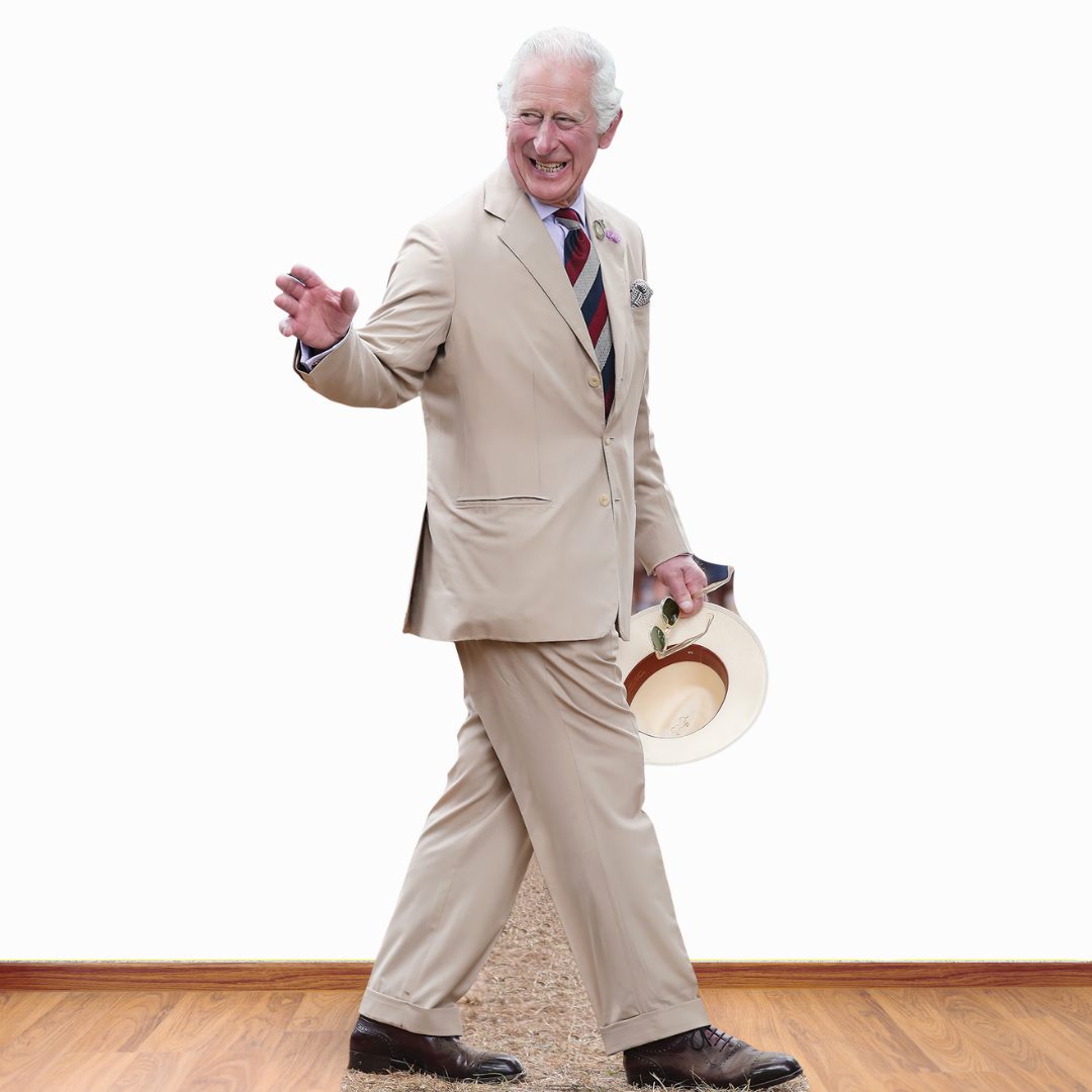 King Charles Beige Suit Cardboard Cutout - mycardboardcutout