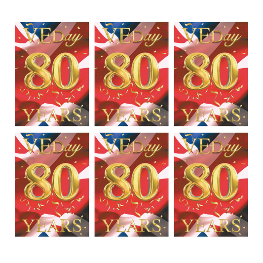 RD082 VE Day 80 Years Flag Poster – 6 Pack Posters Height 44cm
