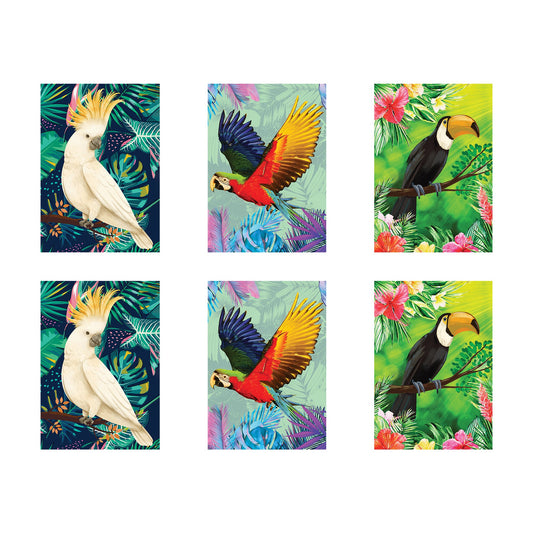 RD085 Tropical Bird  2 x Cockatoo 2 x Parrot 2 x Toucan  Six Large Prints Room Decor Pack Cardboard Cut Out Height 44cm