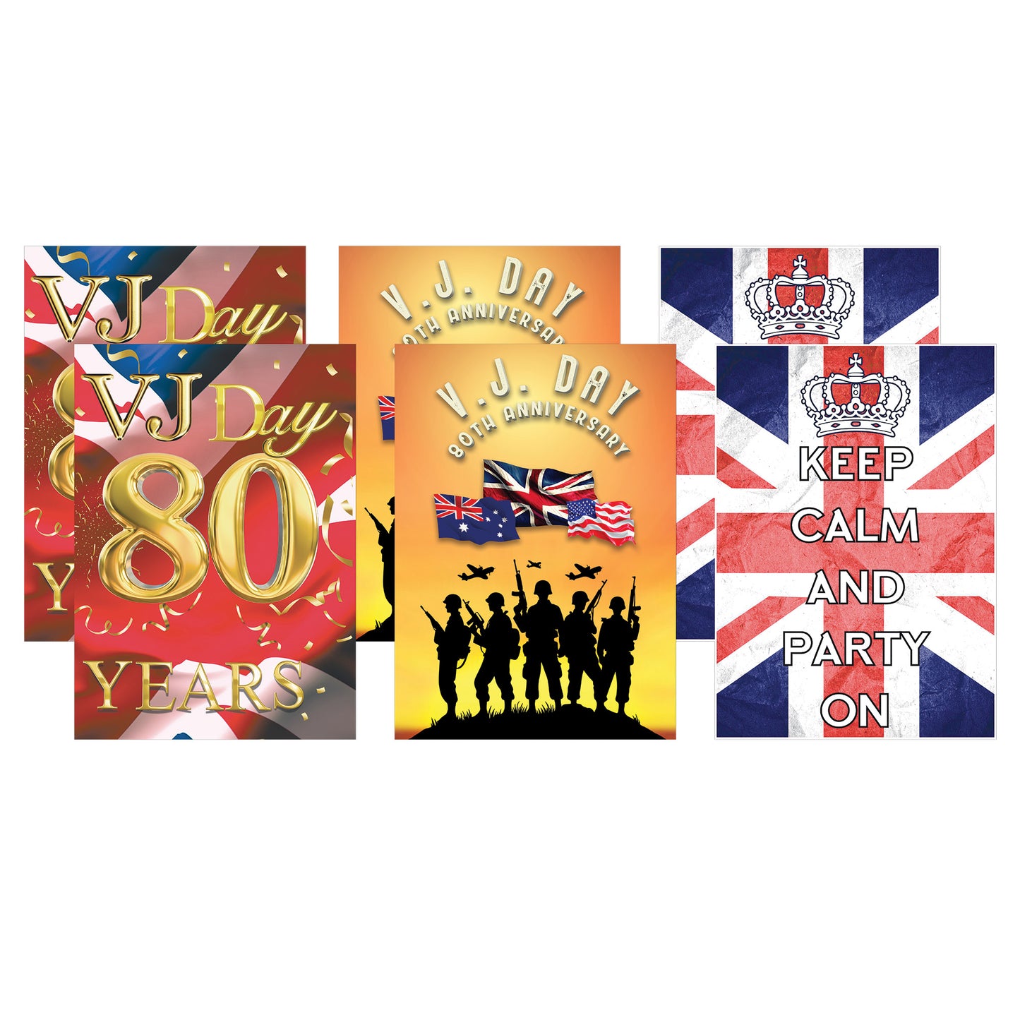 RD083 VJ Day 80 Year Celebration Posters – Mixed 6 Pack Posters Height 44cm