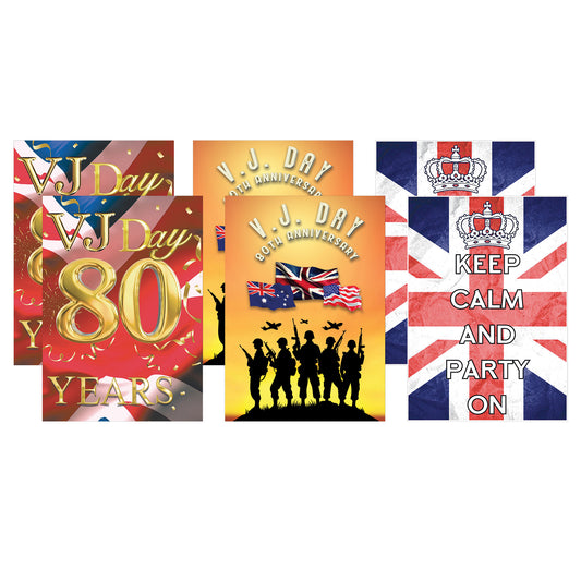 RD083 VJ Day 80 Year Celebration Posters – Mixed 6 Pack Posters Height 44cm
