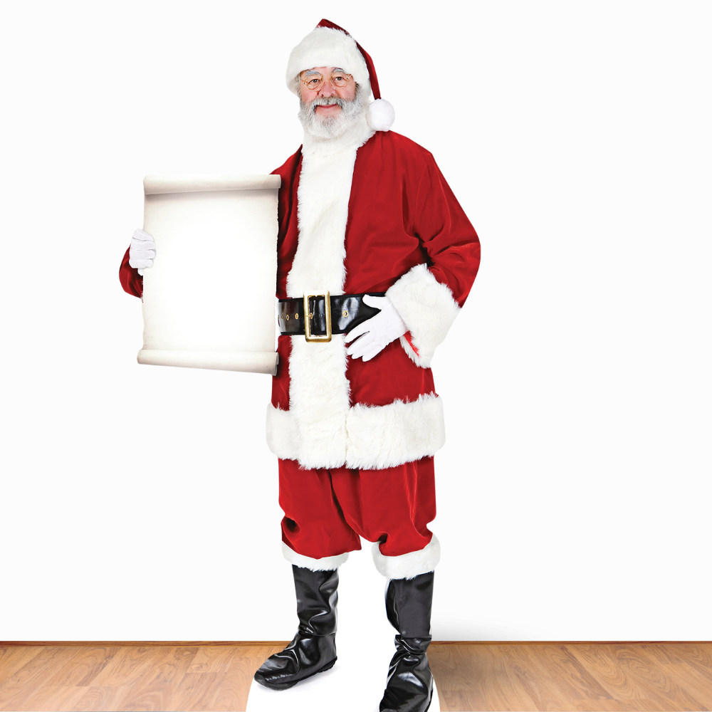 Santa Claus Father Christmas with Small Sign Cardboard Cutout Height 180cm - mycardboardcutout