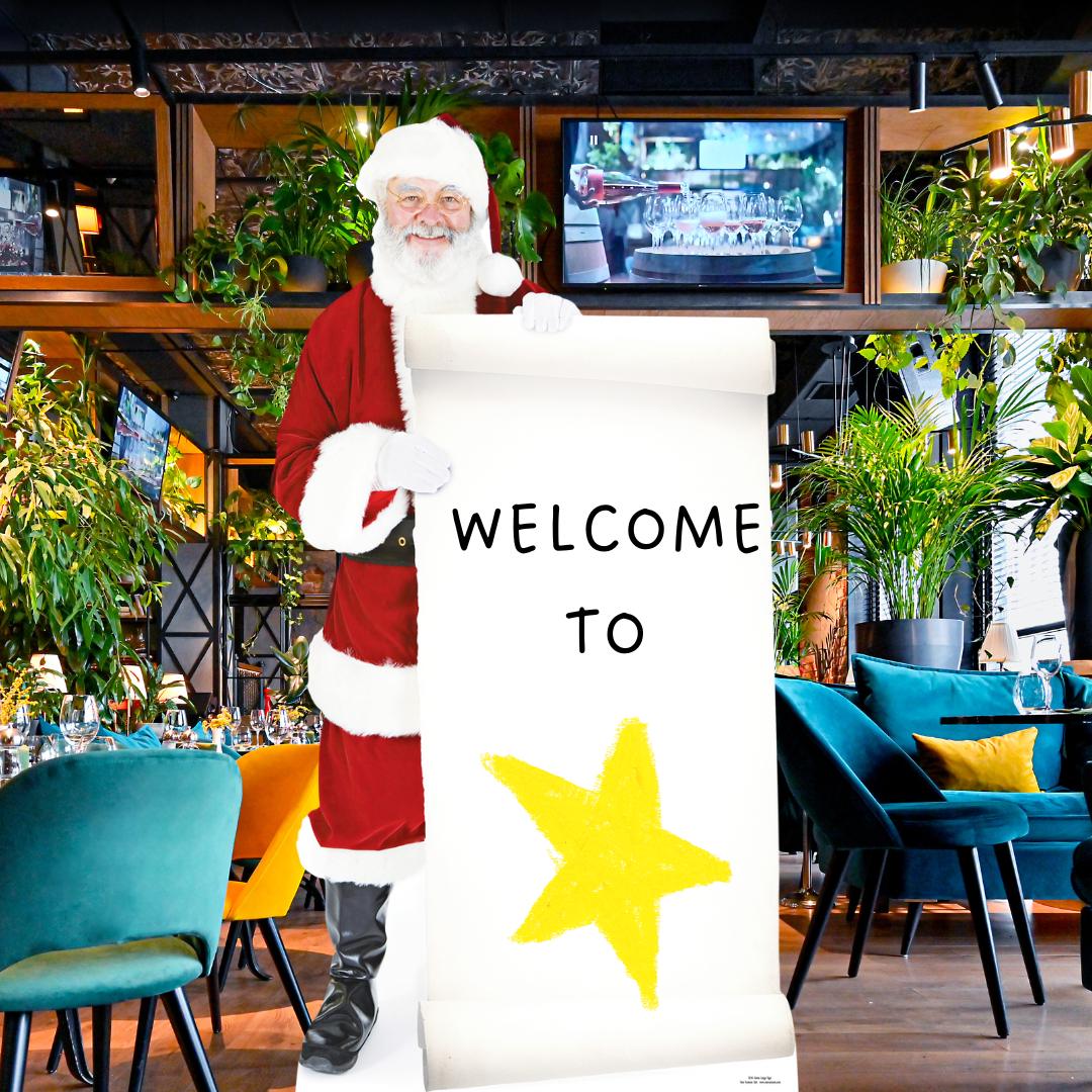 Santa Claus Father Christmas with Large Sign Cardboard Cutout - mycardboardcutout