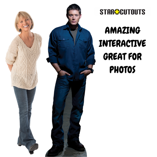 Dean Winchester Blue Shirt Jeans Jensen Ackles Supernatural Cardboard Cutout Lifesize - mycardboardcutout