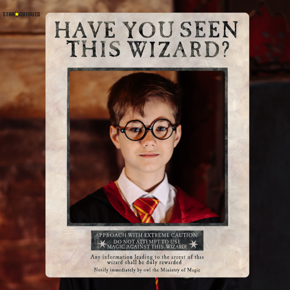 Cardboard Cutout Harry Potter Wanted Poster White Selfie Frame Have You Seen This Wizard? - mycardboardcutout