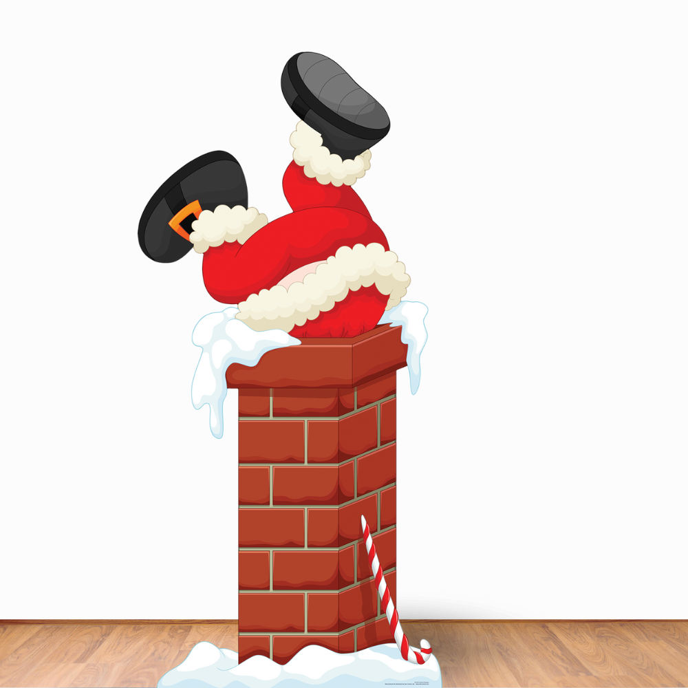 Santa Claus Father Christmas Stuck In Chimney Cardboard Cutout Height 195cm - mycardboardcutout