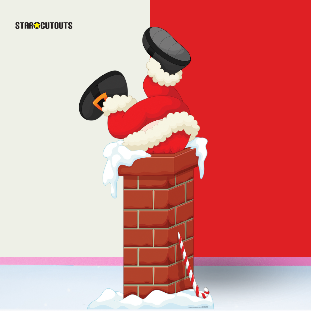 Santa Claus Father Christmas Stuck In Chimney Cardboard Cutout Height 195cm - mycardboardcutout