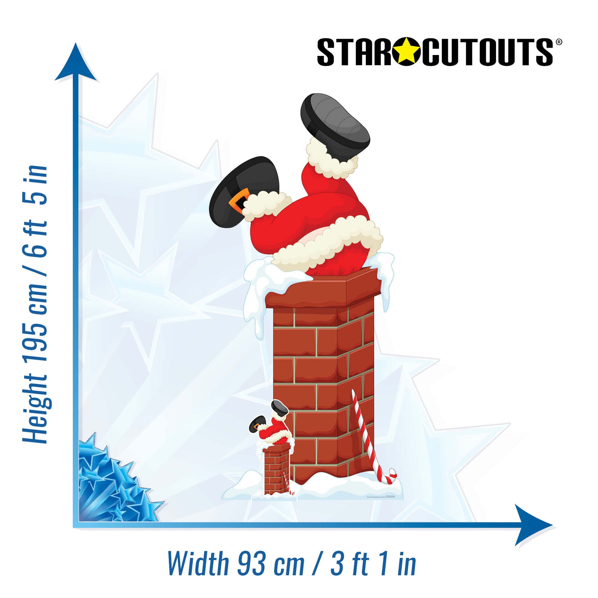 Santa Claus Father Christmas Stuck In Chimney Cardboard Cutout Height 195cm - mycardboardcutout