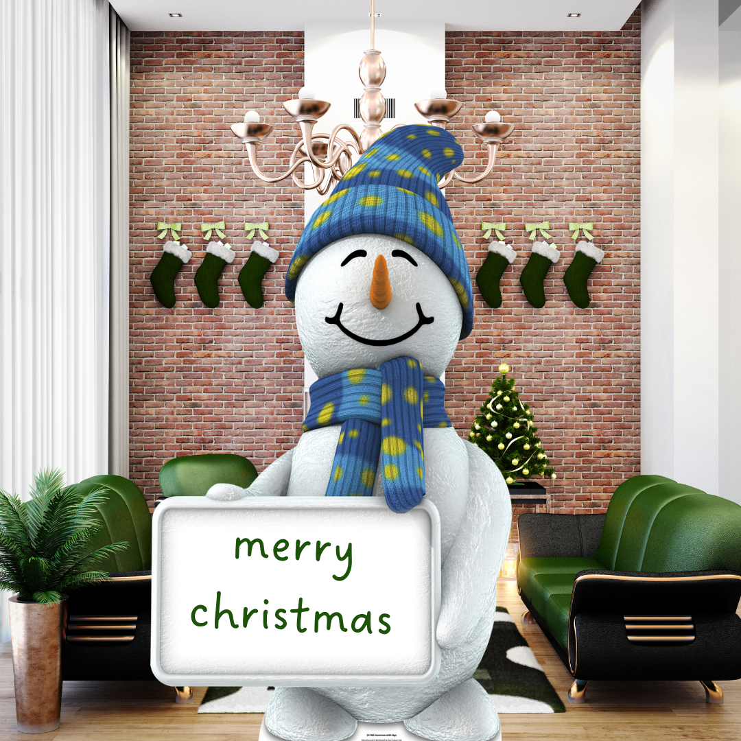 Snowman with Sign Cardboard Cutout - mycardboardcutout