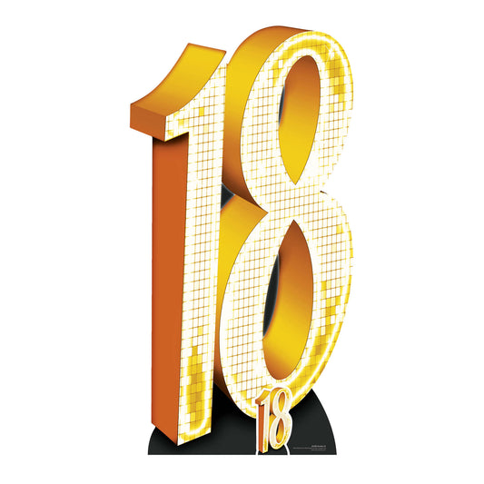 SC1692 Number 18 - Gold Cardboard Cut Out Height 177cm - mycardboardcutout