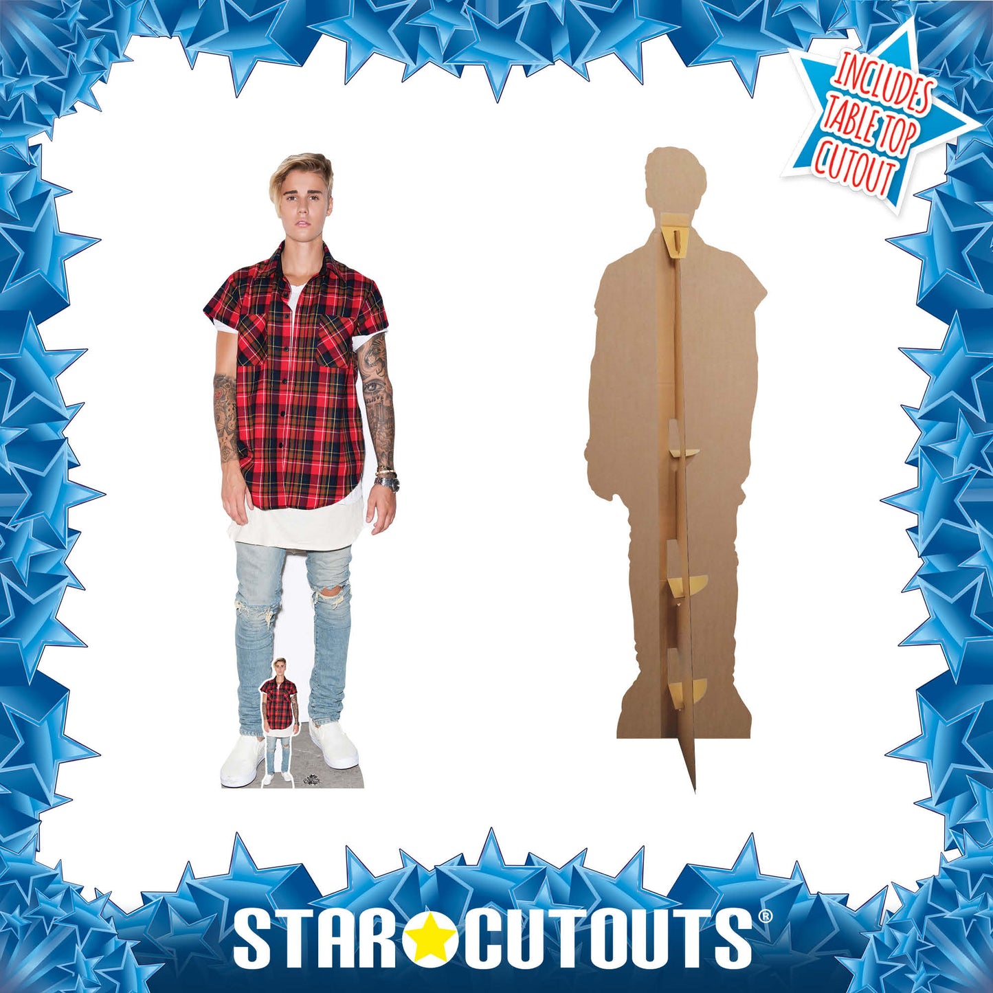 SC2019 Justin Bieber Red & Black Shirt Cardboard Cut Out Height 172cm