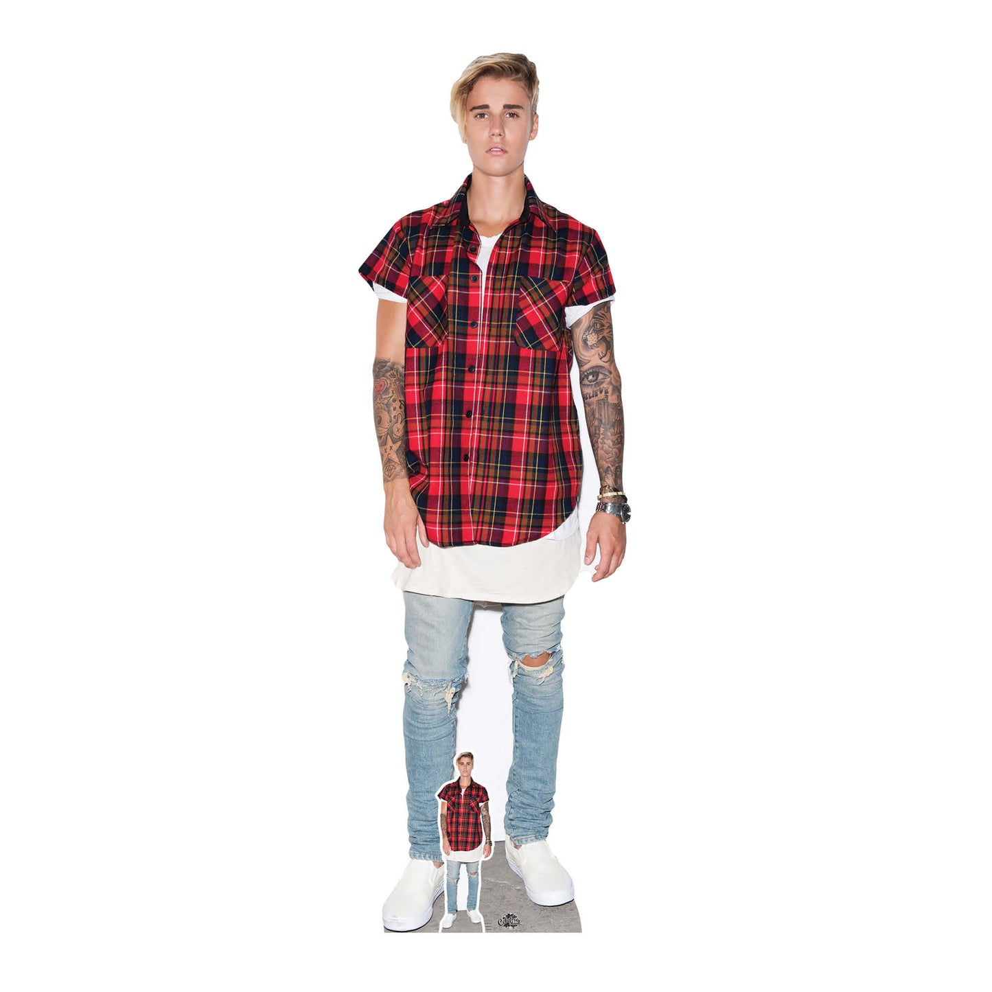 SC2019 Justin Bieber Red & Black Shirt Cardboard Cut Out Height 172cm