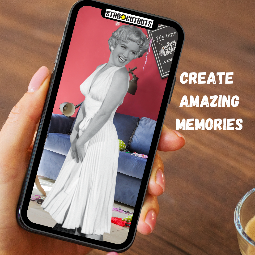 SC2383 Marilyn Monroe White Ivory Cocktail Dress Cardboard Cut Out Height 168cm - mycardboardcutout