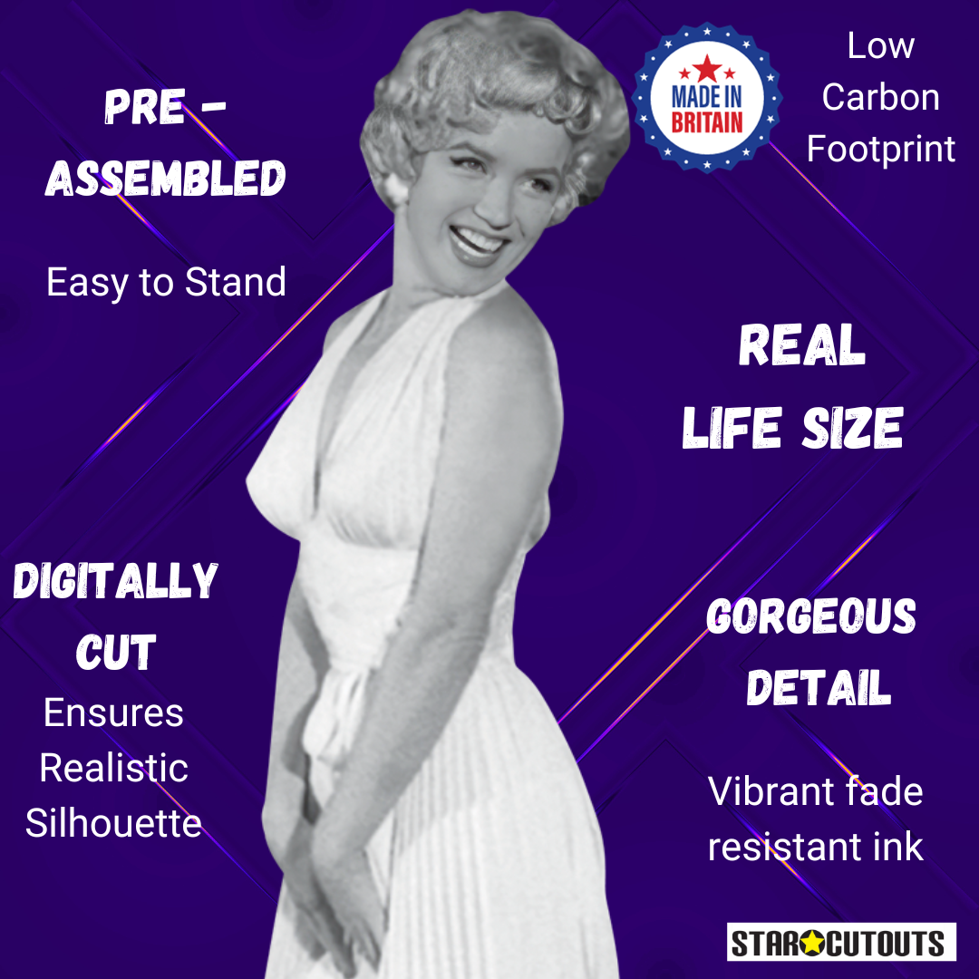 SC2383 Marilyn Monroe White Ivory Cocktail Dress Cardboard Cut Out Height 168cm - mycardboardcutout
