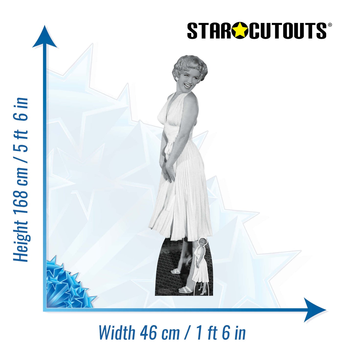 SC2383 Marilyn Monroe White Ivory Cocktail Dress Cardboard Cut Out Height 168cm