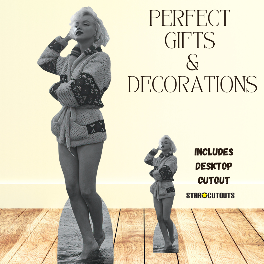 SC2384 Marilyn Monroe at the Beach 1962 Black and White Cardboard Cut Out Height 170cm - mycardboardcutout