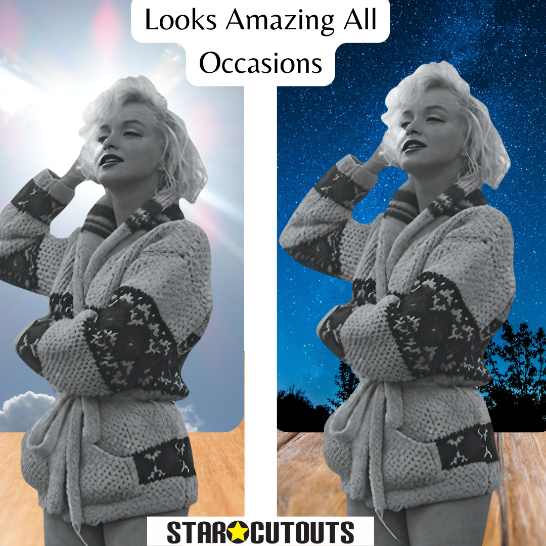 SC2384 Marilyn Monroe at the Beach 1962 Black and White Cardboard Cut Out Height 170cm - mycardboardcutout