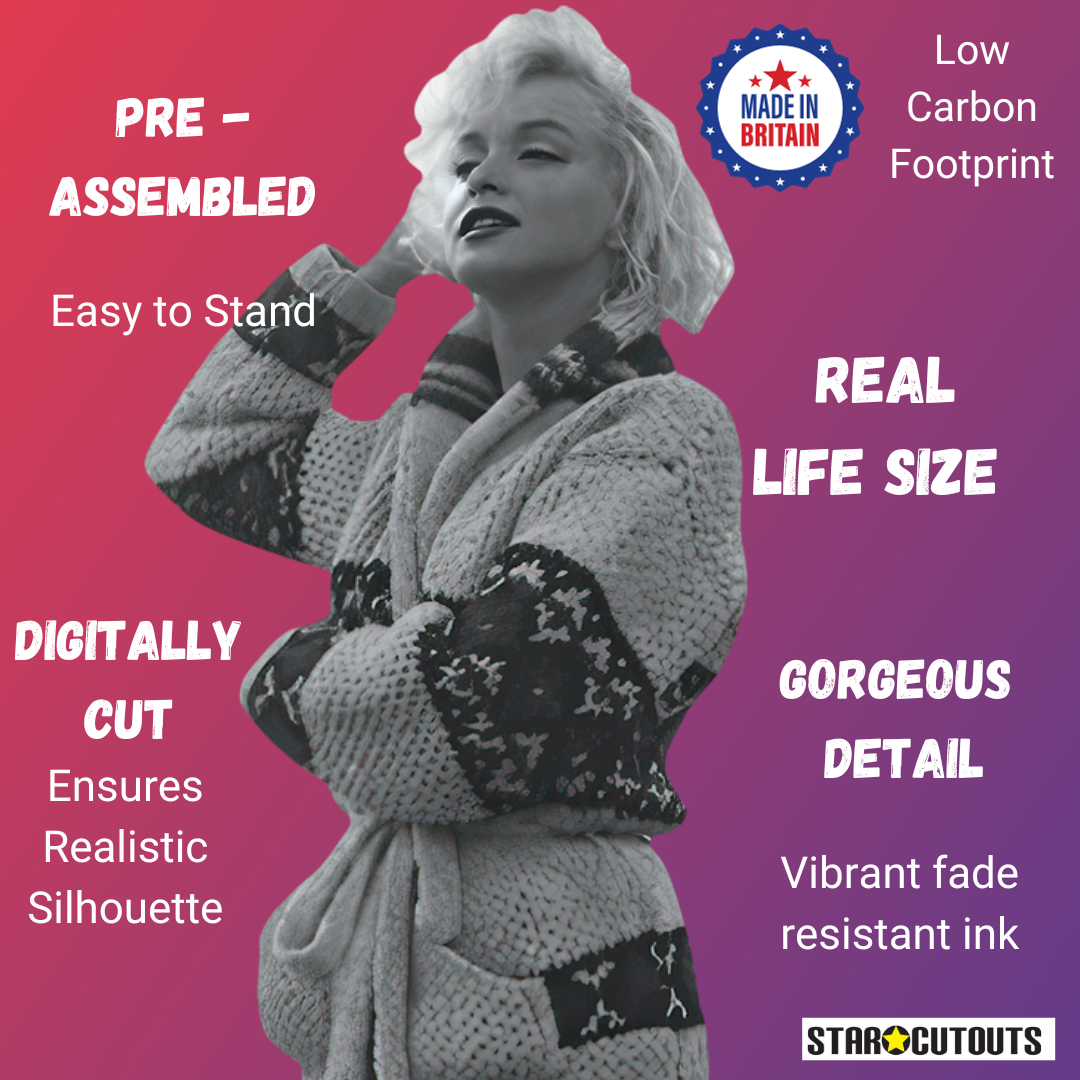SC2384 Marilyn Monroe at the Beach 1962 Black and White Cardboard Cut Out Height 170cm - mycardboardcutout