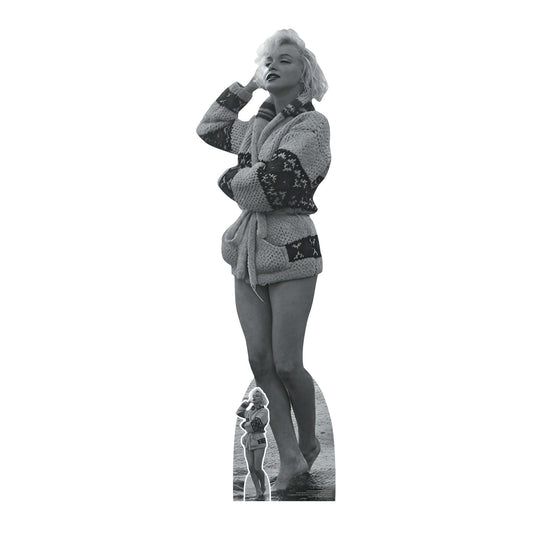 SC2384 Marilyn Monroe at the Beach 1962 Black and White Cardboard Cut Out Height 170cm - mycardboardcutout