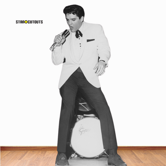 Elvis Presley Classic White Jacket and Drum Cardboard Cutout - mycardboardcutout