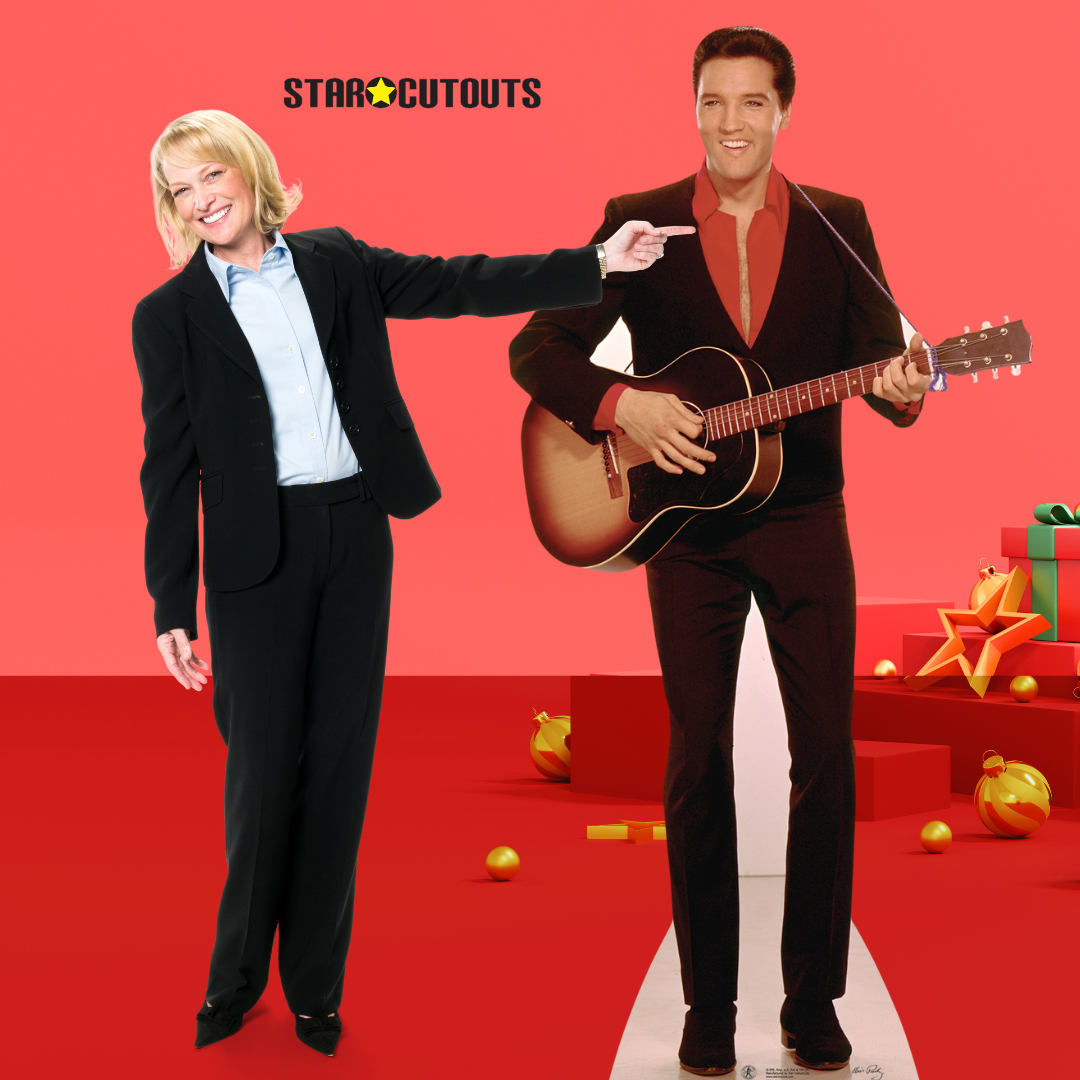 Elvis Red Shirt and Guitar Cardboard Cutout - mycardboardcutout