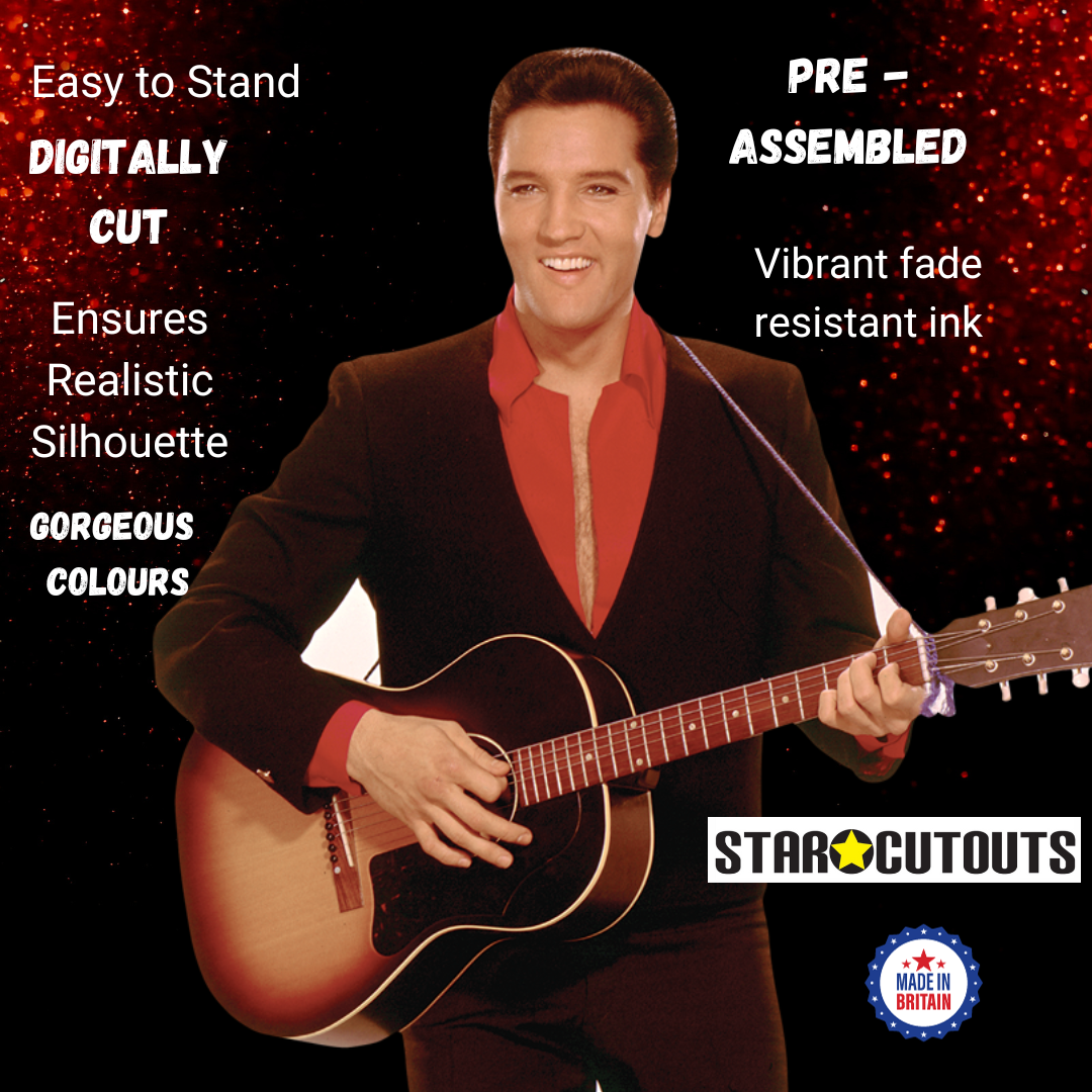 Elvis Red Shirt and Guitar Cardboard Cutout