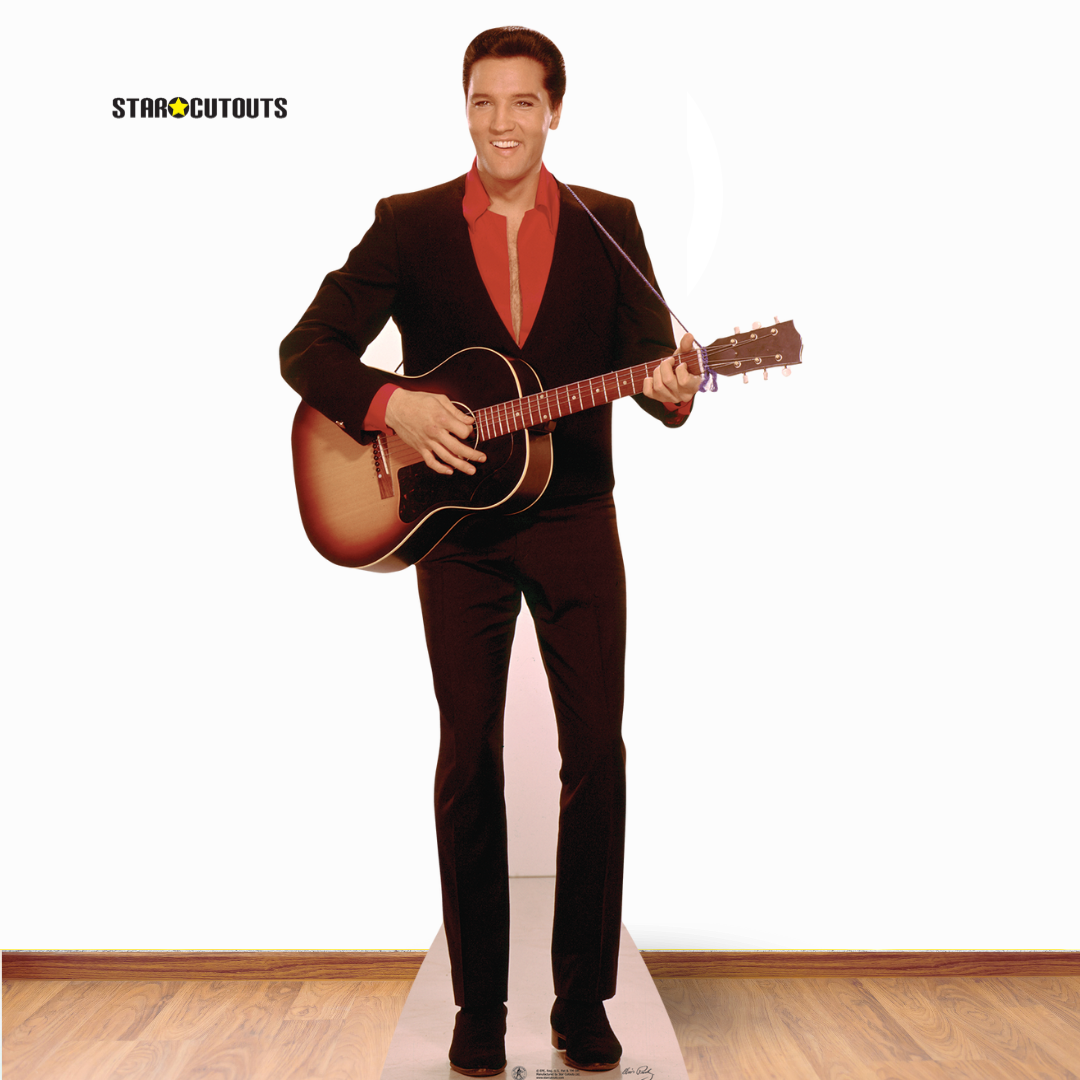 Elvis Red Shirt and Guitar Cardboard Cutout - mycardboardcutout