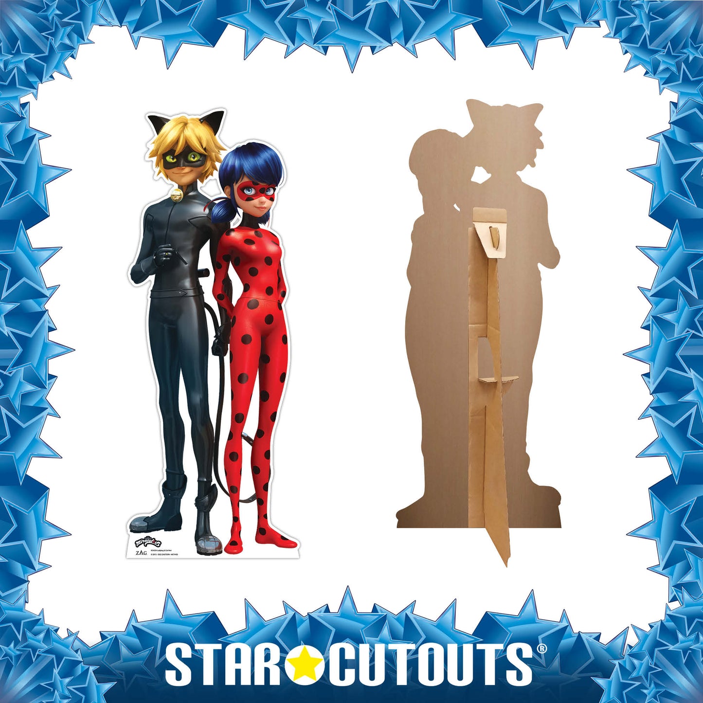 Ladybug and Cat Noir Star Mini Cardboard Cut Out Height 95cm - mycardboardcutout