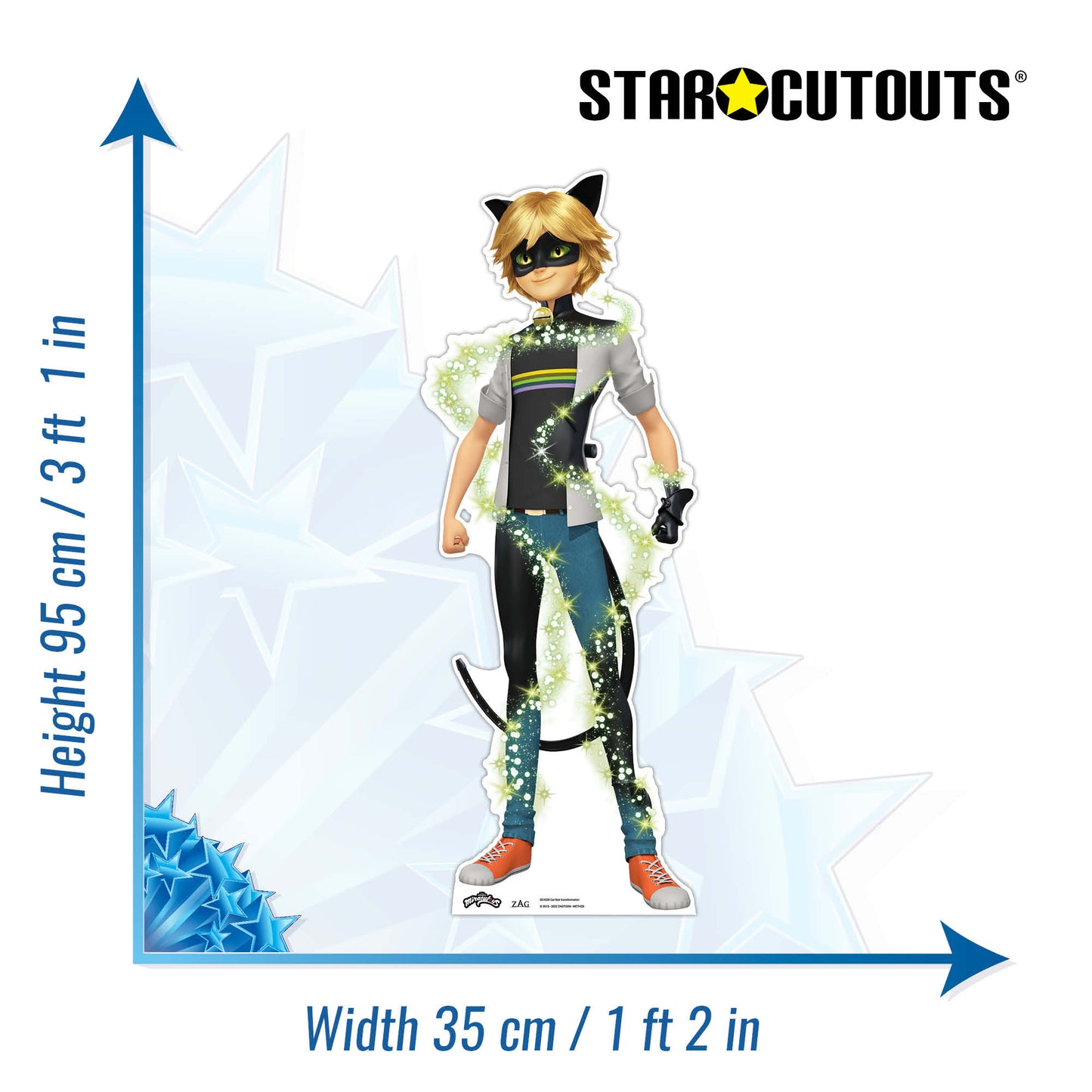 Cat Noir Transformation Star Mini Cardboard Cut Out Height 95cm - mycardboardcutout