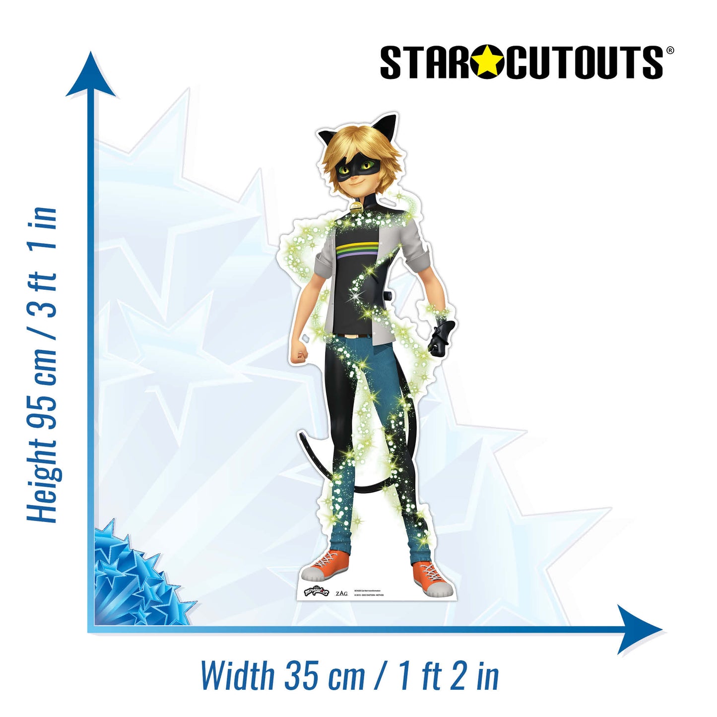 Cat Noir Transformation Star Mini Cardboard Cut Out Height 95cm