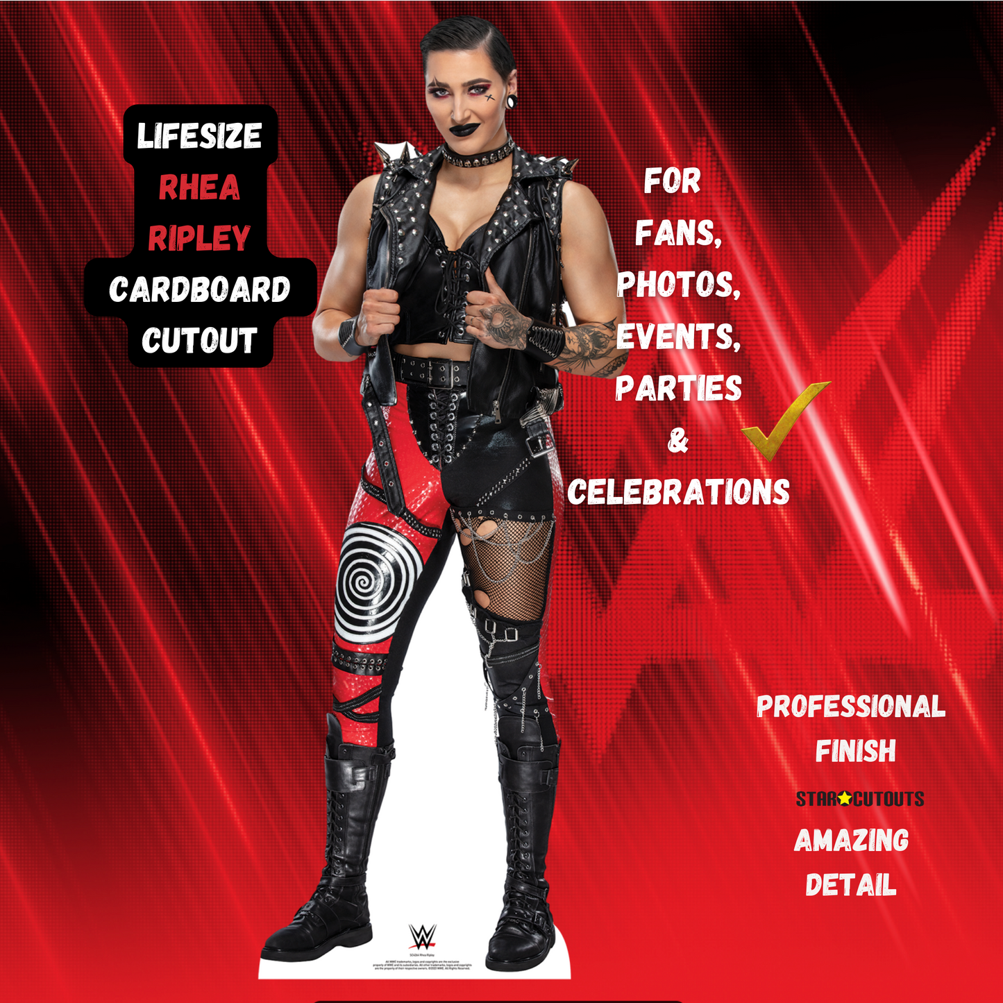 SC4264 Rhea Ripley WWE Lifesize Cardboard Cut Out With Mini Wrestler - mycardboardcutout