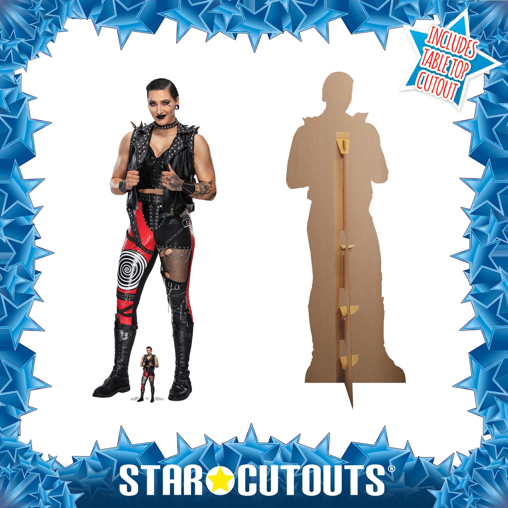 SC4264 Rhea Ripley WWE Lifesize Cardboard Cut Out With Mini Wrestler - mycardboardcutout