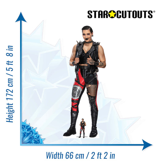 SC4264 Rhea Ripley WWE Lifesize Cardboard Cut Out With Mini Wrestler - mycardboardcutout
