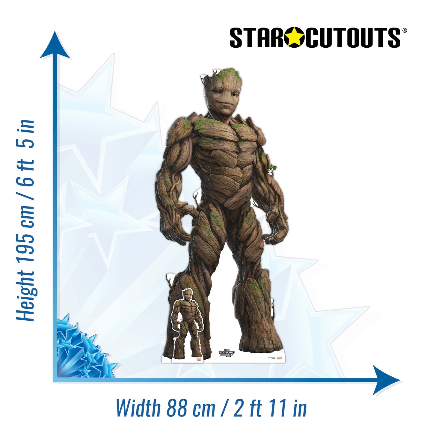 Groot Large Guardians of the Galaxy Three Marvel Lifesize Cardboard Cut Out With Mini Cardboard Cutout