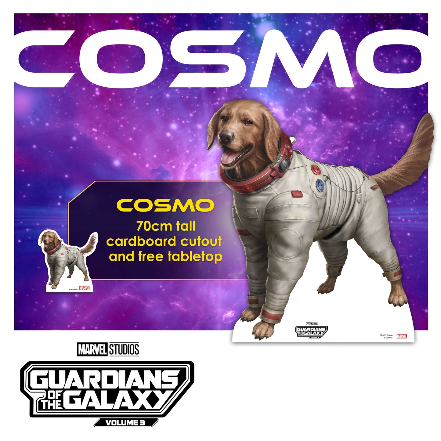 Cosmo the Spacedog Guardians of the Galaxy Three Marvel Lifesize Cardboard Cut Out With Mini Cardboard Cutout