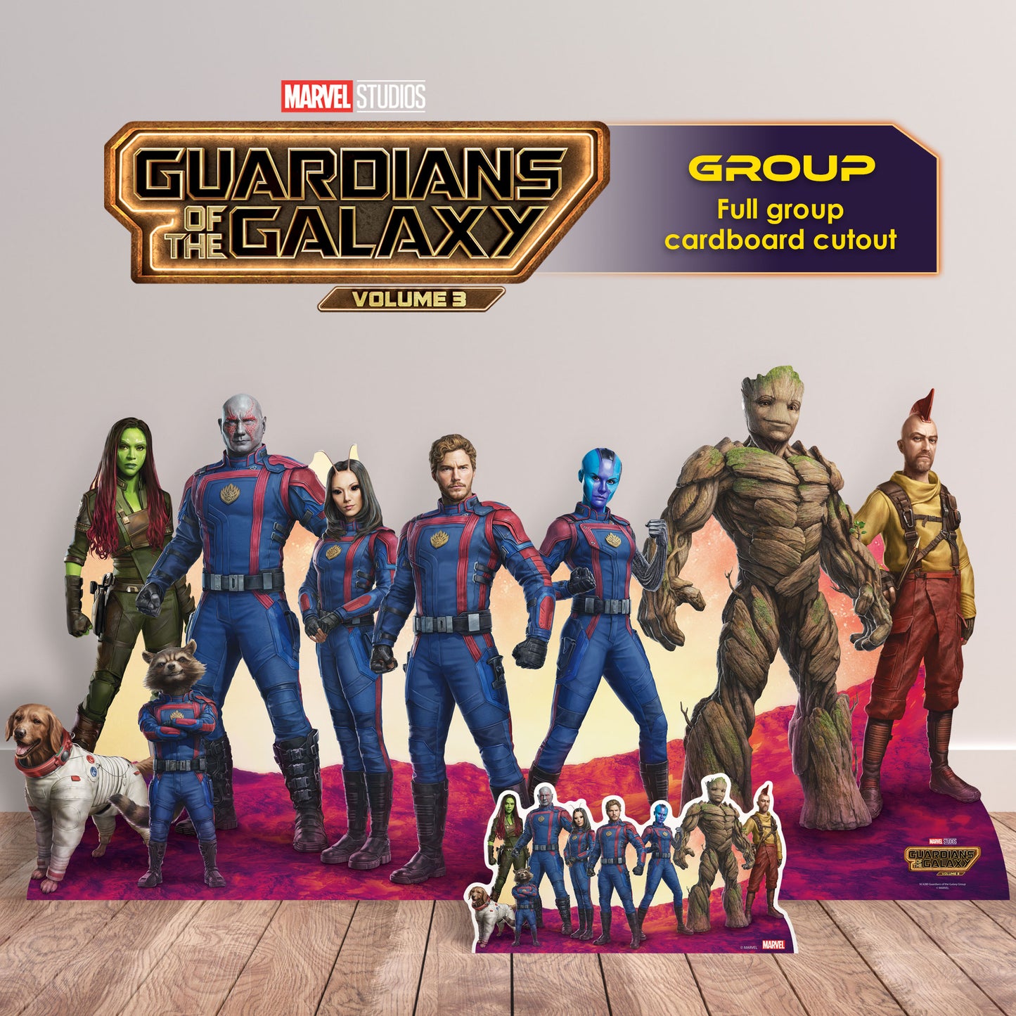 Guardians Group Guardians of the Galaxy Three Marvel Cardboard Cut Out With Mini Cardboard Cutout - mycardboardcutout