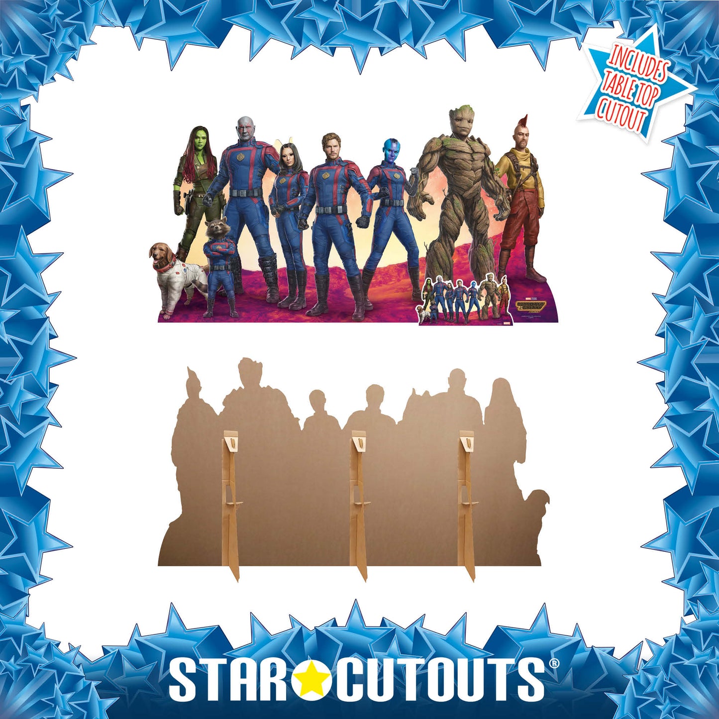 Guardians Group Guardians of the Galaxy Three Marvel Cardboard Cut Out With Mini Cardboard Cutout