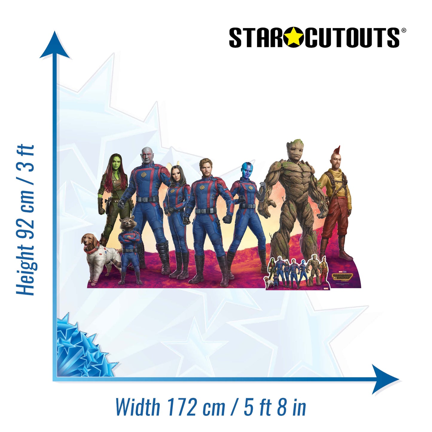 Guardians Group Guardians of the Galaxy Three Marvel Cardboard Cut Out With Mini Cardboard Cutout