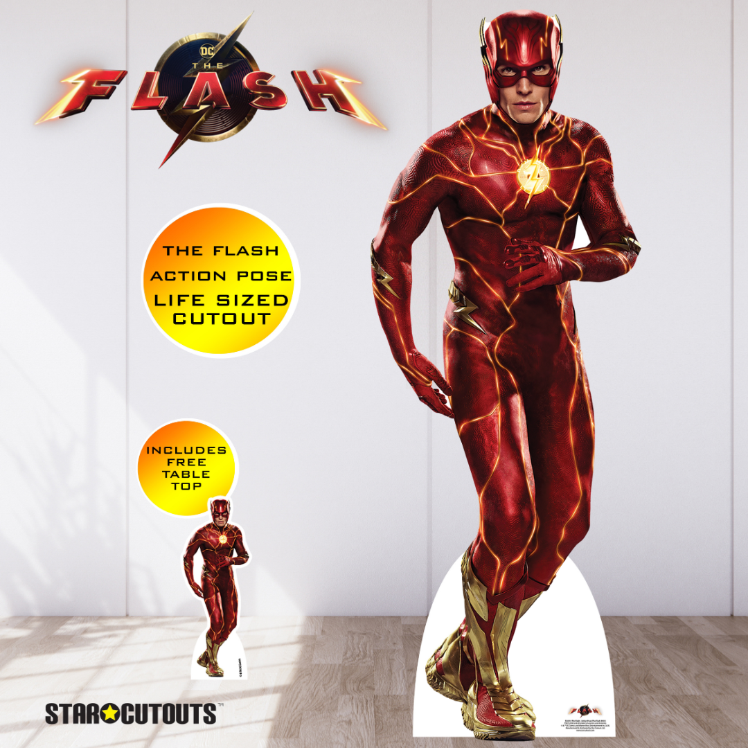 The Flash Ezra Miller Action Pose Cardboard Cutout - mycardboardcutout