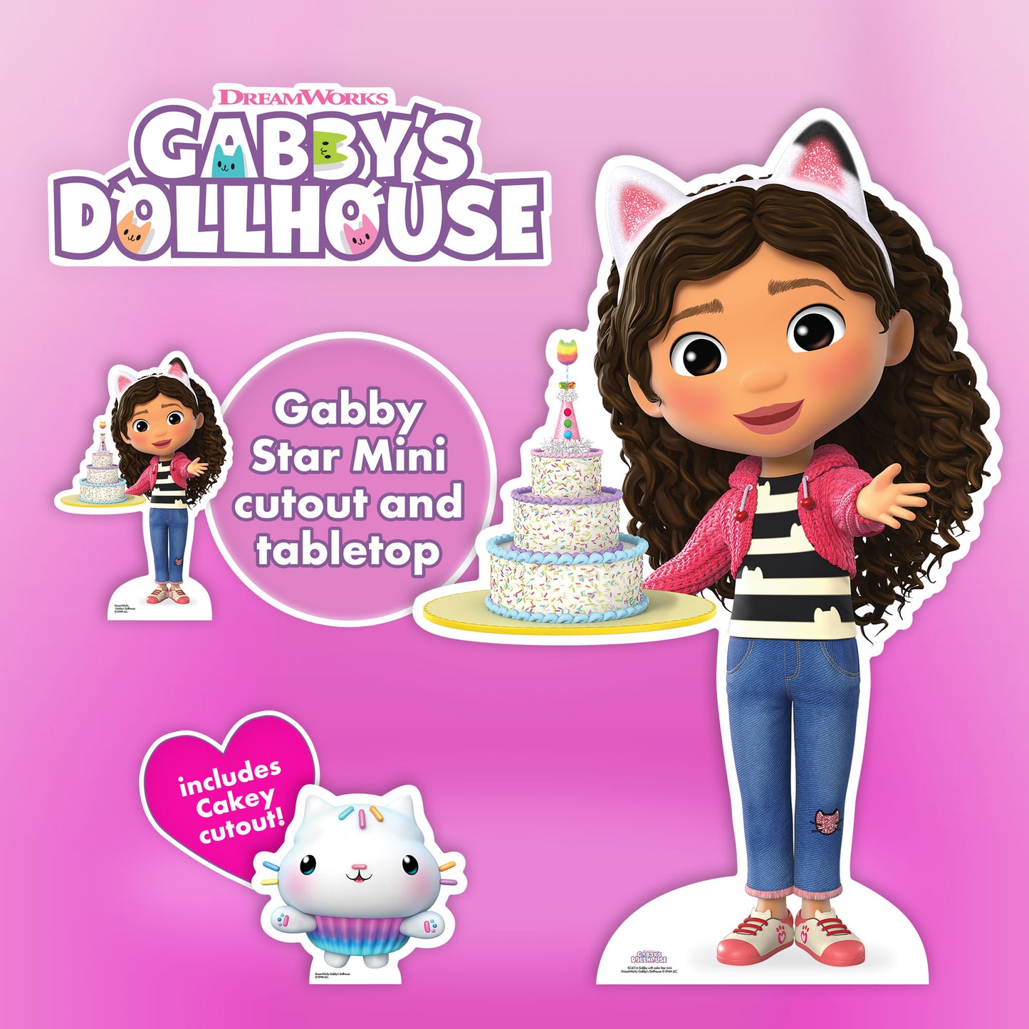 Gabby with Cake Gabby's Dollhouse Star Mini Cardboard Cut Out Height 95cm