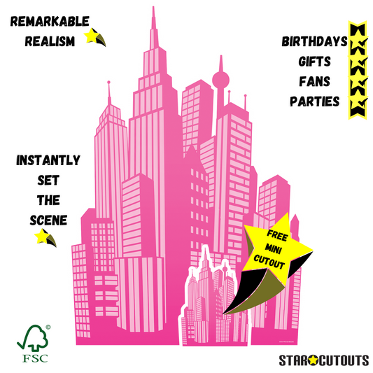 SC4319 Pink City silhouette Cardboard Cut Out Height 133cm - mycardboardcutout