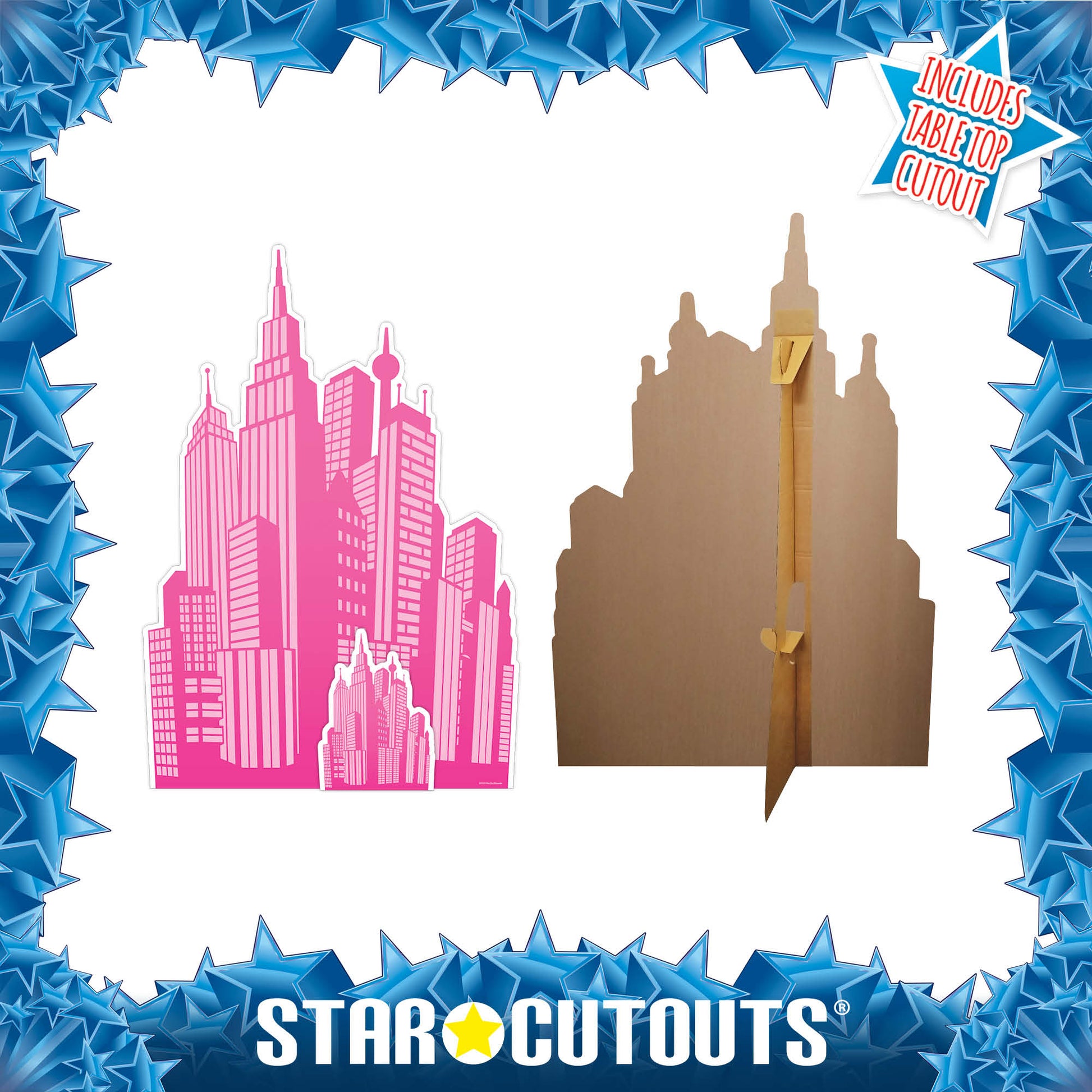 SC4319 Pink City silhouette Cardboard Cut Out Height 133cm - mycardboardcutout