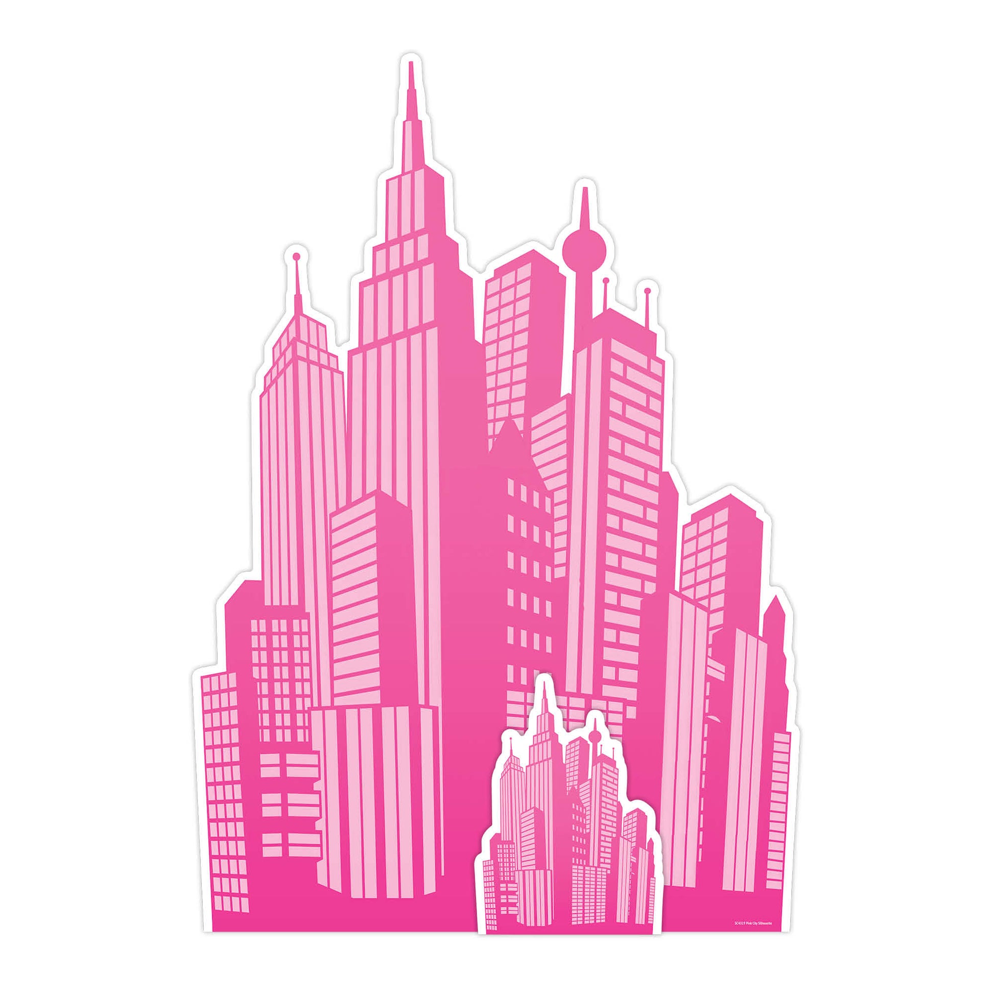 SC4319 Pink City silhouette Cardboard Cut Out Height 133cm - mycardboardcutout