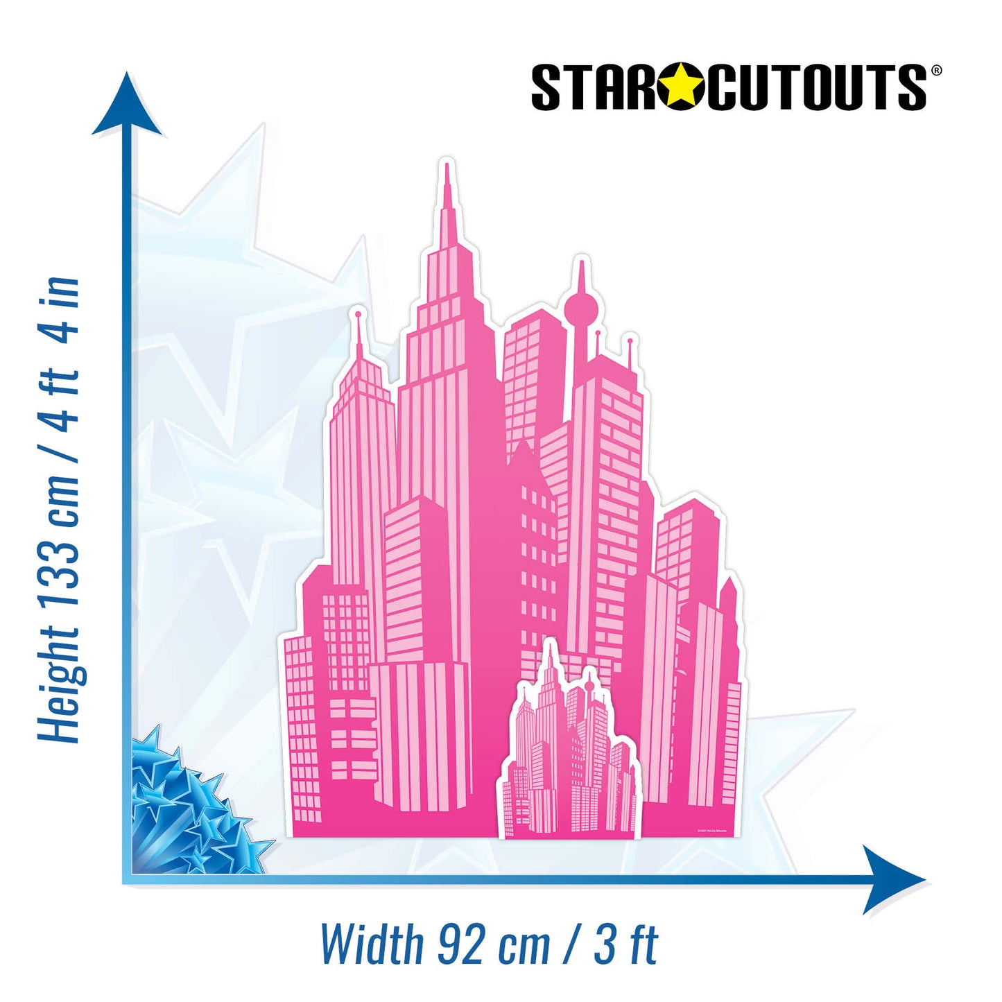 SC4319 Pink City silhouette Cardboard Cut Out Height 133cm - mycardboardcutout